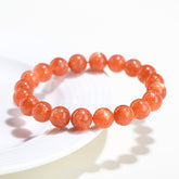 Gold Sunstone Round Bead Bracelet Full Color Gold Sun Beaded Bracelet - Energy & Vitality